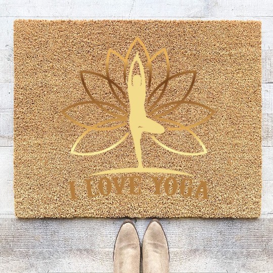 I Love Yoga Coir Doormats