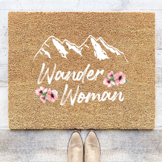 Wanderwoman Wanderlust Hiker Mountaineer Coir Doormats