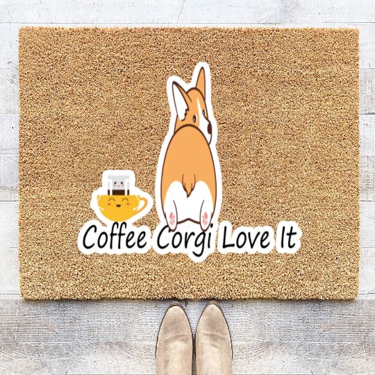 Coffee Corgi Love It Coir Doormats