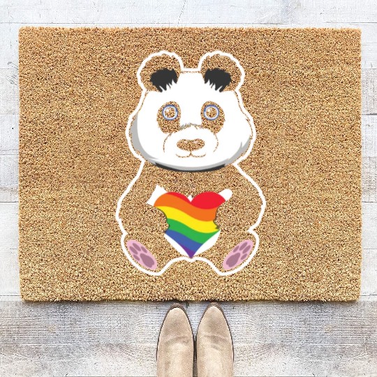 Cute Panda Bear Gay LGBTQ Rainbow LGBT Pride Month Coir Doormats