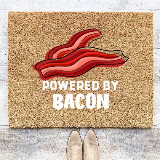 Funny Saying Powered By Bacon Pig Farmer Humorous Coir Doormats