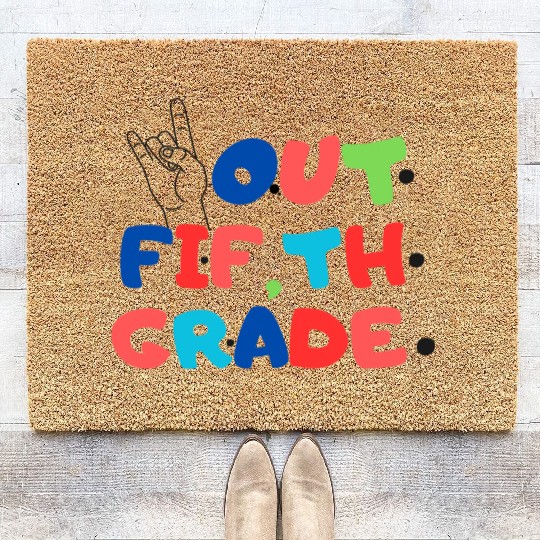 happy last day of school teacher students graduati Coir Doormats