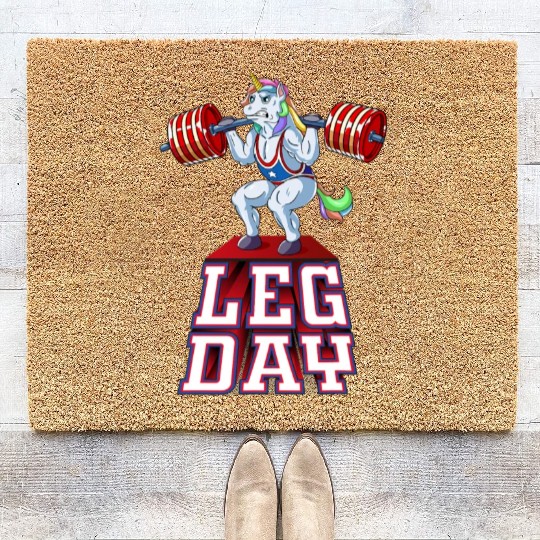 Leg Day unicorn Weight Lifting Squat Gym Training Coir Doormats