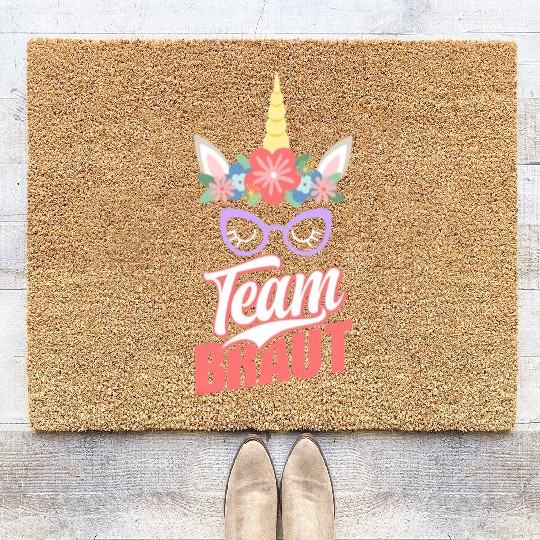 Womens Team Bride JGA Party Wedding Unicorn Team Coir Doormats