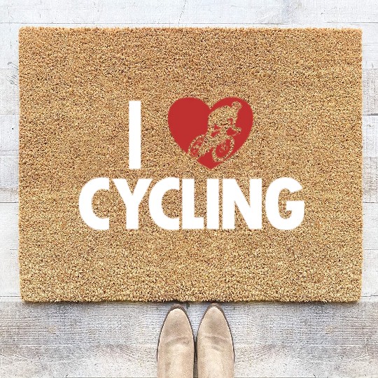I love Cycling City Bike Cyclist Gravel Bicyclist Coir Doormats
