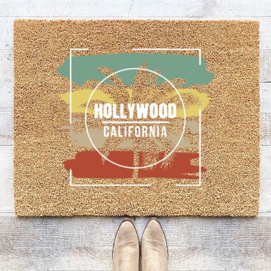 Hollywood California Retro Stylish Palm Tree Coir Doormats