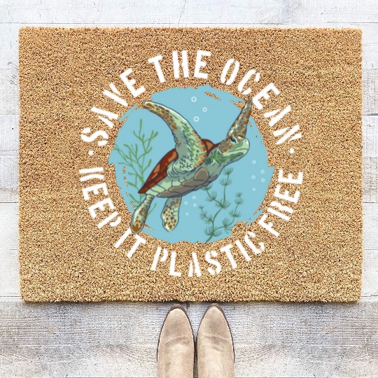 Save The Ocean Keep It Plastic Free Coir Doormats