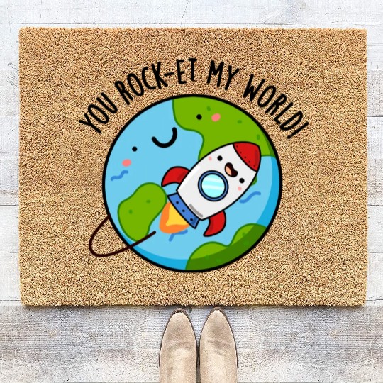You Rock Et My World Cute Rocket Coir Doormats