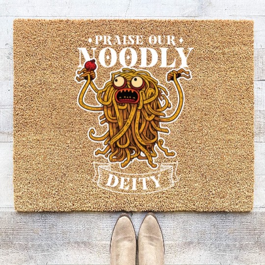 Atheist Atheism Flying Spaghetti Pastafarianism Coir Doormats
