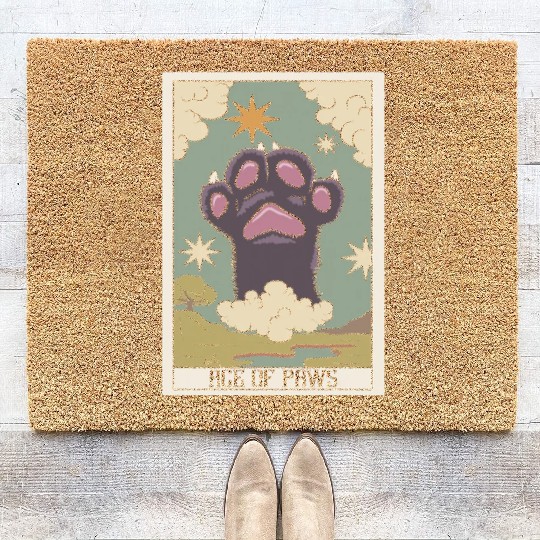 Ace of Paws Tarot Card Reader Cat Paw Occult Tarot Coir Doormats