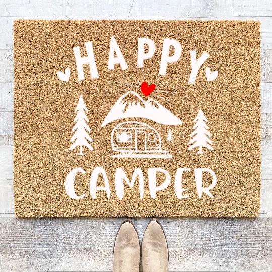 Happy Camper, Camping Coir Doormats For Women Men Kids