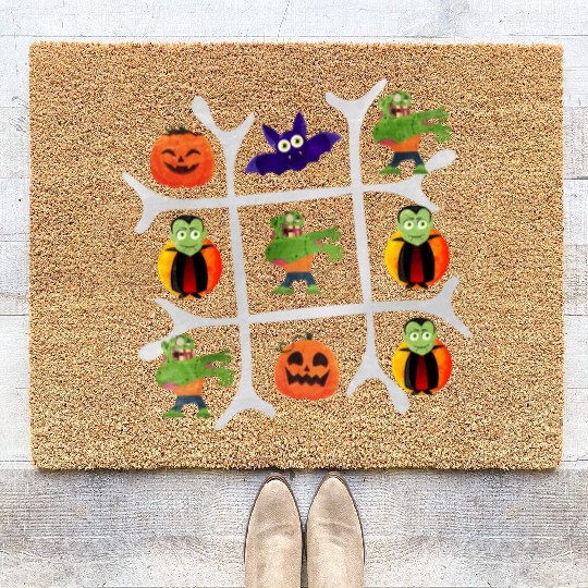 Tic Tac Toe Zombie Wins Coir Doormats