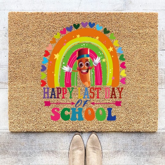 Groovy Happy Last Day of School Teacher Student Coir Doormats