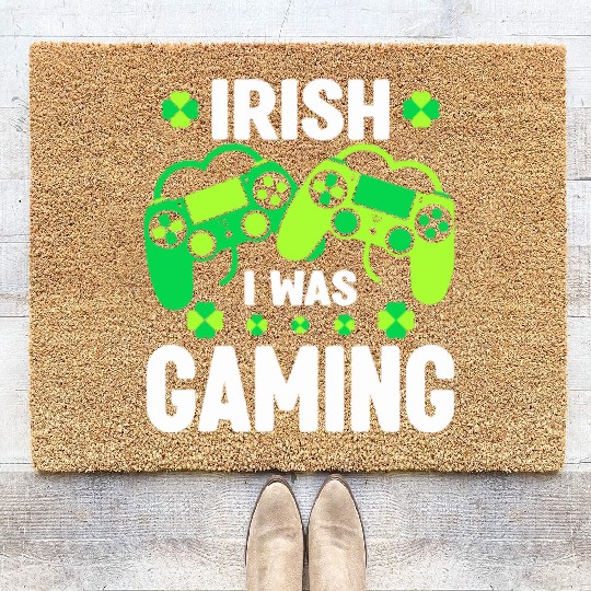 Irish I Was Gaming Video Game Irish Flag St Patric Coir Doormats