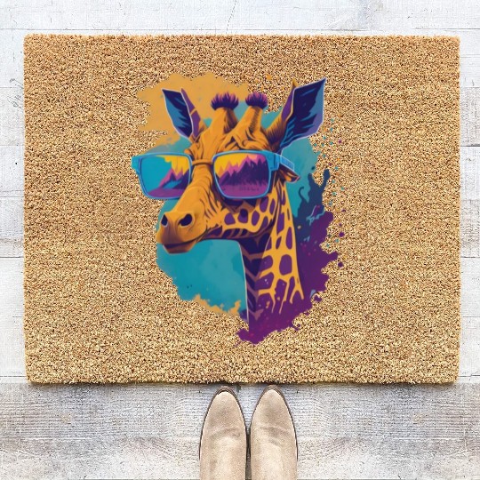 Giraffe Wearing Sunglass Coir Doormats