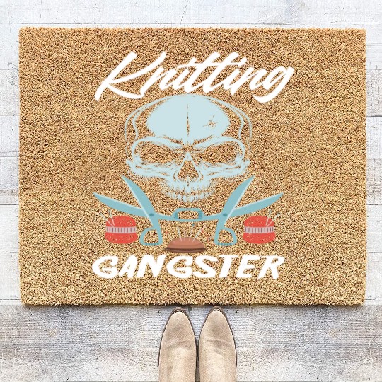 Funny Knitting Gangster Quote Knitting Lover Coir Doormats