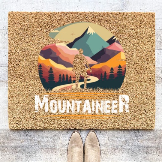 Mountaineer Mountains climbing Hiker Wanderlust Coir Doormats