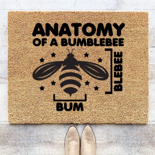Anatomy of a Bumblebee Bee Lover Gift Coir Doormats