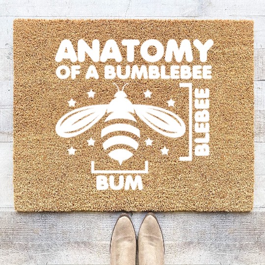 Anatomy of a Bumblebee Bee Lover Gift Coir Doormats