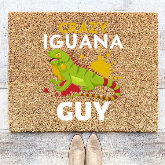 Crazy Iguana Owner Bearded Dragon Reptile lover Coir Doormats
