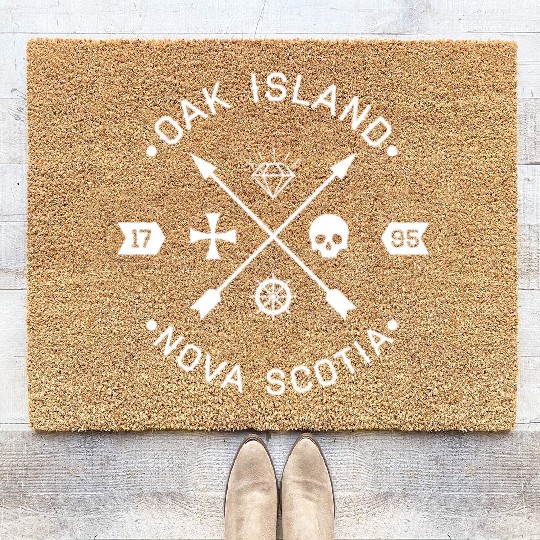 Oak Island Knights Templar Skull Arrows Coir Doormats