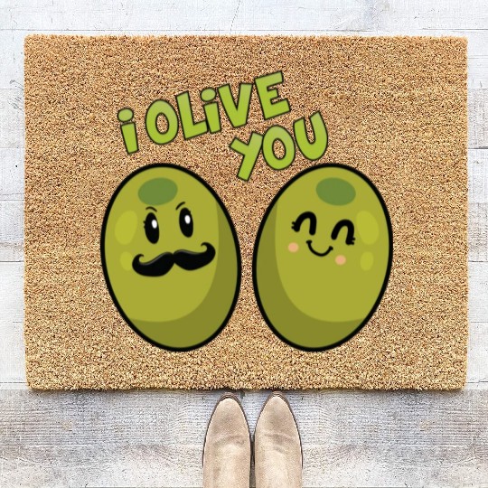 Green Olives Valentine Olive You Coir Doormats