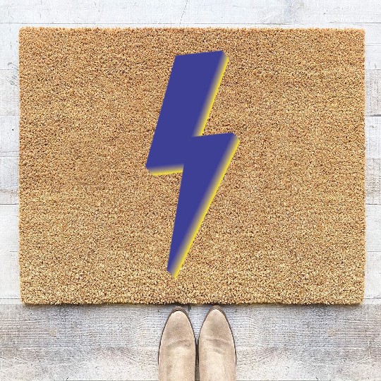 Lightning Bolt Blue 3D Coir Doormats