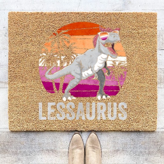 Lesbian Pride Flag Dinosaur Trex LGBTQ Coir Doormats