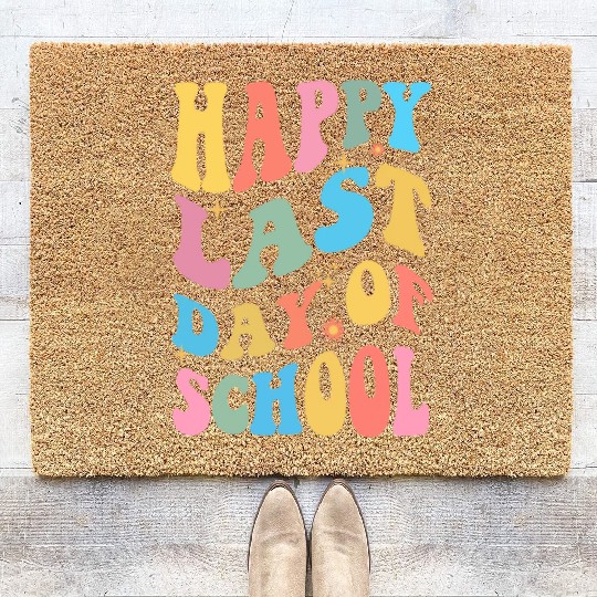 Groovy Happy Last Day of School Teacher Student Coir Doormats