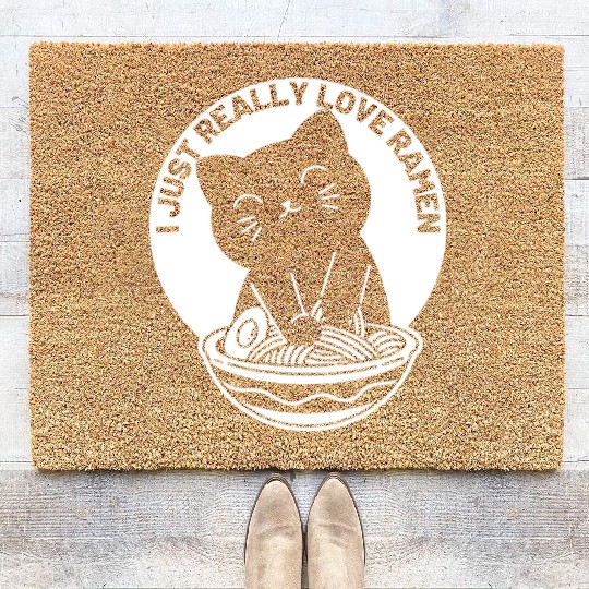 I Just Really Love Ramen Cat Lover Coir Doormats