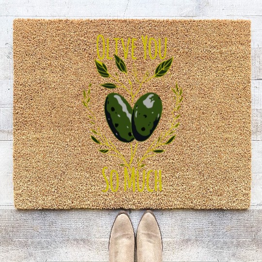 Olive Love Pun Olive Oil I Love You Coir Doormats