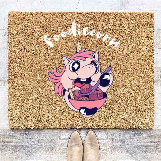 Foodie Unicorn Sweet Dessert Ice Cream Lover Food Coir Doormats