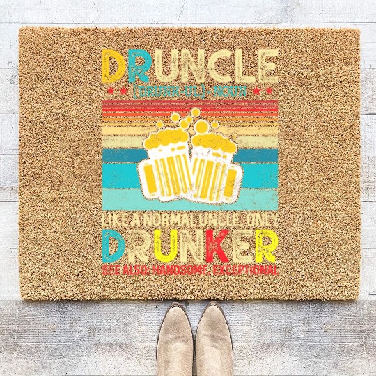 Druncle Defintion Beer Lover Uncle Retro Vintage Coir Doormats