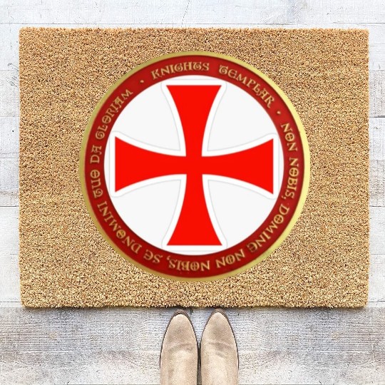 Knights templar cross shield Coir Doormats