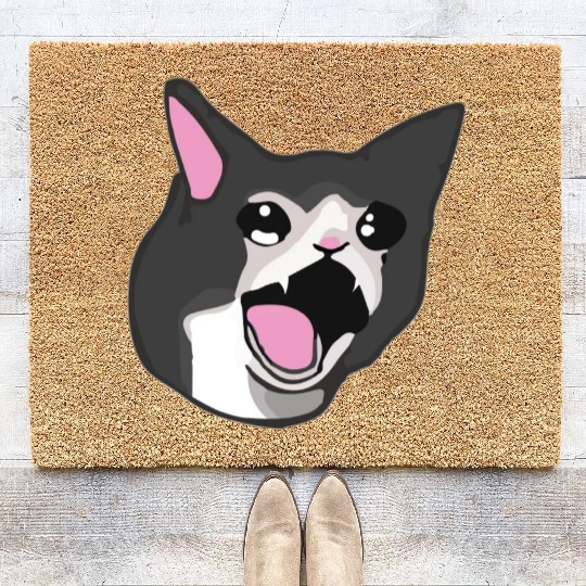 Yamero Crying Screaming Cat Meme Cute Japanese Coir Doormats