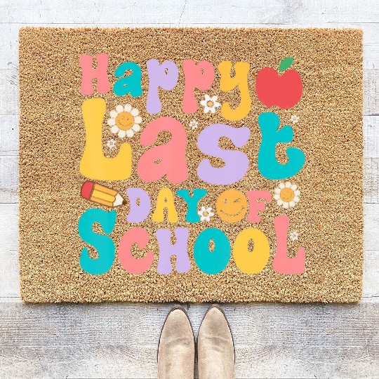 Happy Last Day Of School Teacher student Coir Doormats