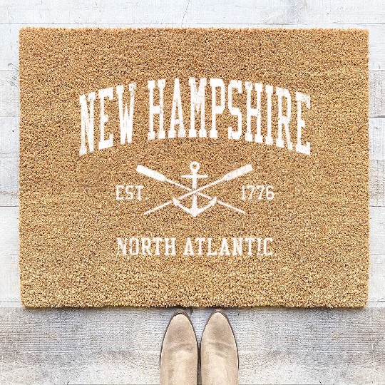 New Hampshire Crossed Oars Boat Anchor Sports Coir Doormats