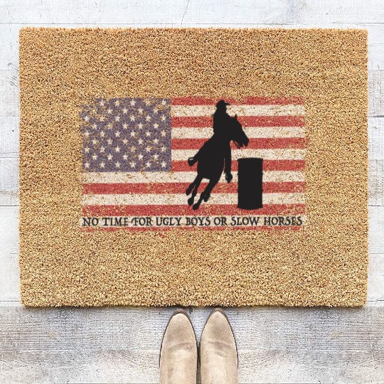 Barrel Racing Horse Racing And Rodeo Coir Doormats