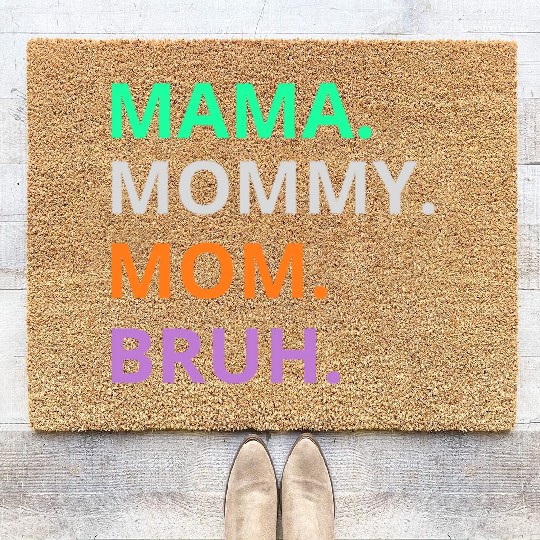 vintage international women's day mama,mommy;bruh Coir Doormats