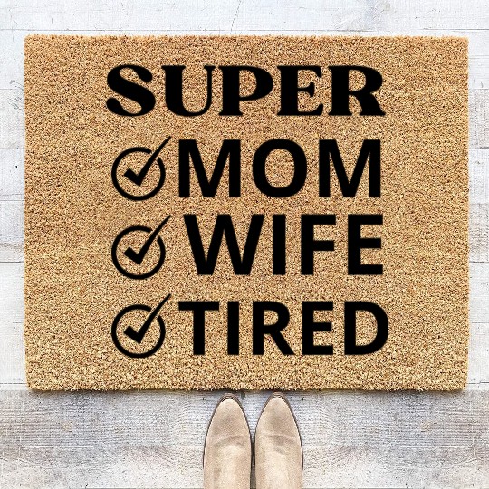 vintage international women's day mom,wife,tired Coir Doormats