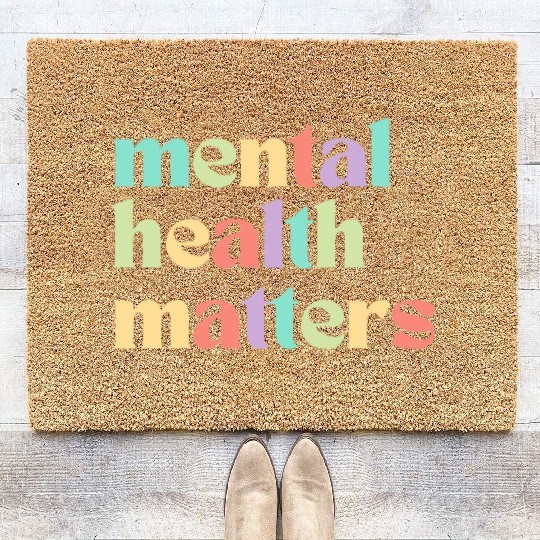 Mental Health Matters | Retro Quote Mixed Peach Coir Doormats