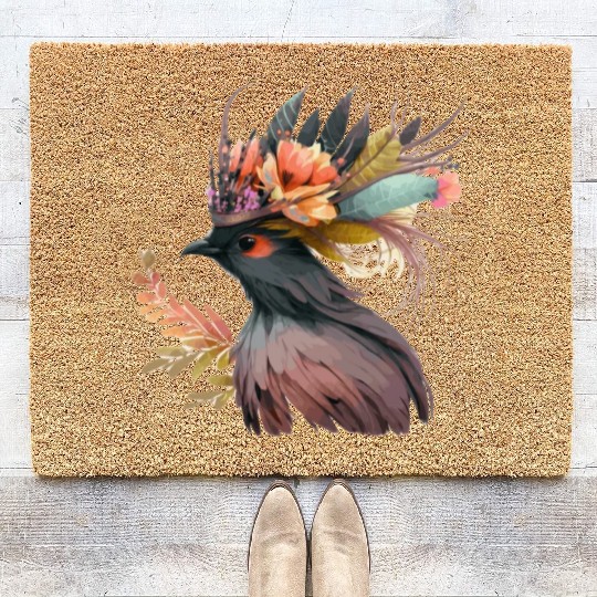 Cute Bird Of Paradise Bird Flower Crown Pet Birds Coir Doormats