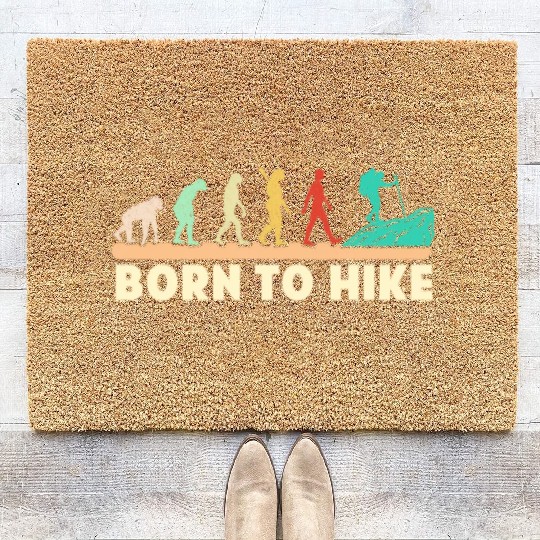 Born to Hike Mountain fan Wanderlust Hikers Coir Doormats
