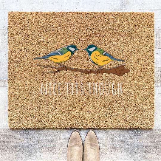 Funny Tit Bird Lover Birdwatching Birding Coir Doormats