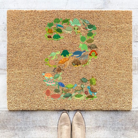 2nd birthday sea turtle tortoise theme 2 year old Coir Doormats