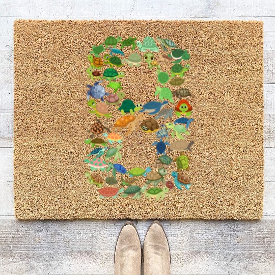 8th Birthday Sea Turtle Tortoise Theme 8 Year Old Coir Doormats