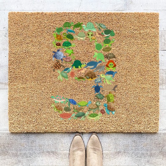 9th Birthday Sea Turtle Tortoise Theme 9 Year Old Coir Doormats