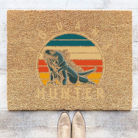 Vintage Iguana Hunter Funny Reptile Lover Coir Doormats