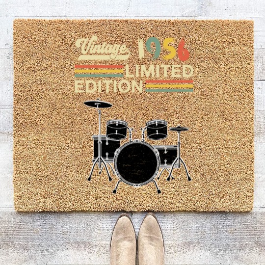 Vintage 1956 Drums 67th Birthday Drummer Coir Doormats