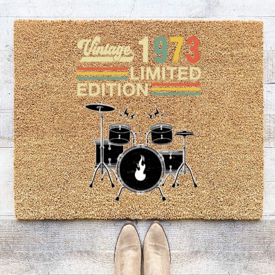 Vintage 1973 Drums 50th Birthday Drummer Coir Doormats